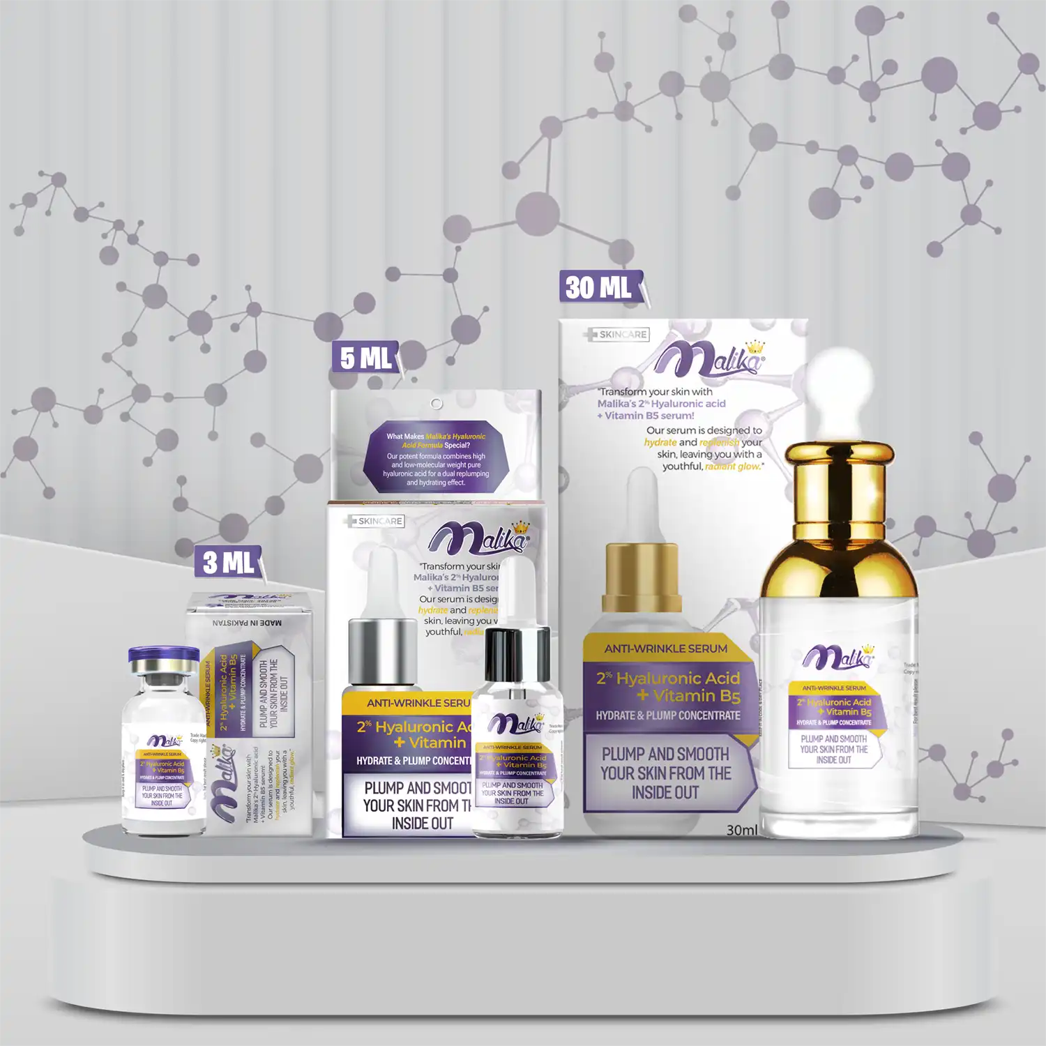 Malika Hyaluronic Acid Anti-Wrinkle Serum – Hydrating, Plumping & Anti-Aging