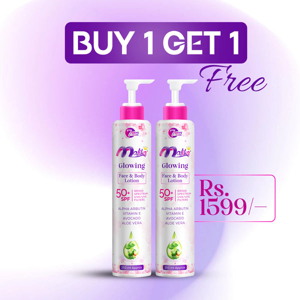 Malika GLOWING Face & Body Lotion- Buy 1 Get 1 Free Limited Time Offer