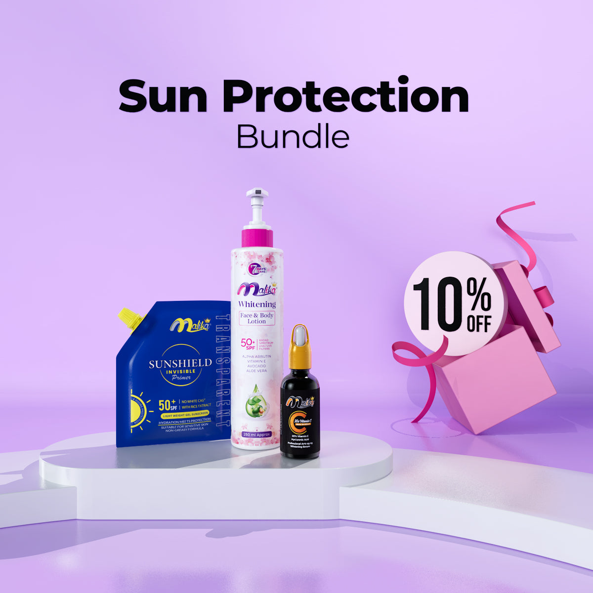 Sun Protection Bundle (Vitamin C Serum Whitening Body Lotion Sunshield)